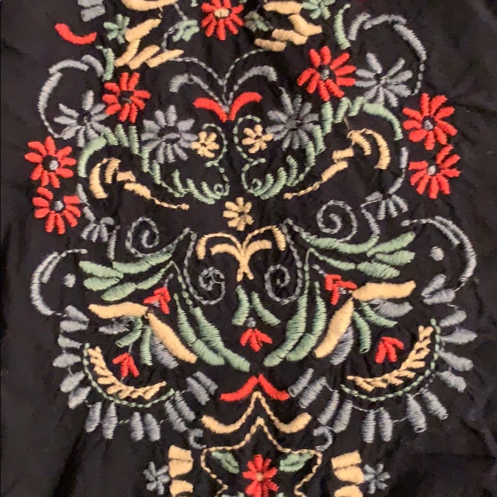 Navy Embroidered Romper - Picture 2 of 3